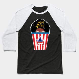 Happy 4th of July, Afro girl t-shirt Baseball T-Shirt